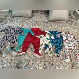 Lot of Six Carters Boys Size 12 Month Footed Pajamas